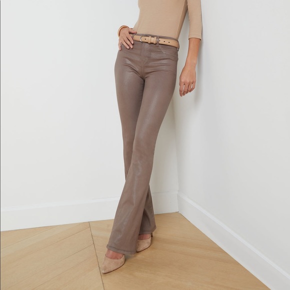 L'AGENCE Selma Coated Jean in Deep Taupe - Picture 1 of 3